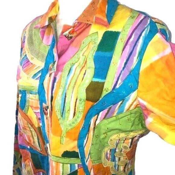 Sandy Starkman Jacket Womens Large L Vintage Art To Wear Rayon Blend Orange - Picture 7 of 12